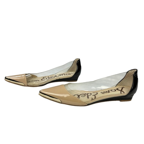 Sam Edelman Isabella Flats Womens Clear‎ Beige & Black Pointed Toe Size 6 - Picture 3 of 9